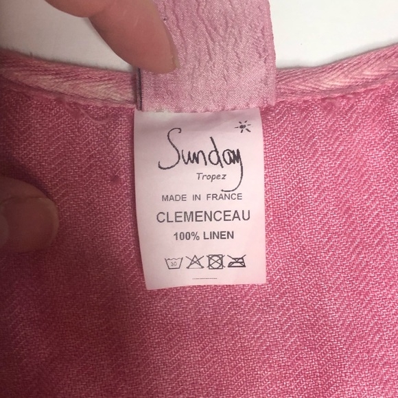 Sunday St Tropez Pink Linen Ruffle Tank S - Picture 11 of 14